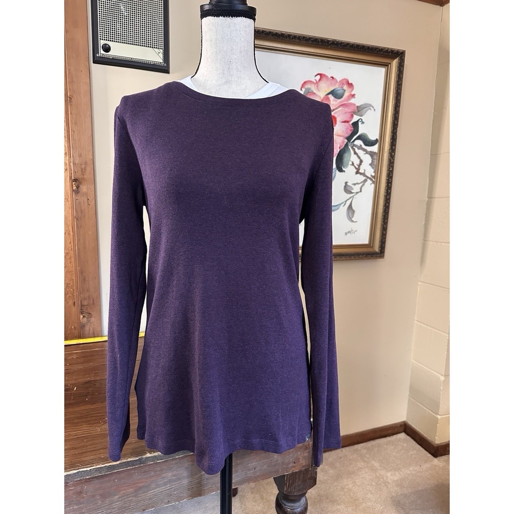 Eddie Bauer Classic Long Sleeve Crewneck Purple Large 100% Cotton Natural Fiber